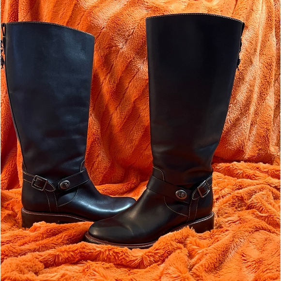 Coach Leather Sutton Boots Black size 8 - Picture 1 of 7